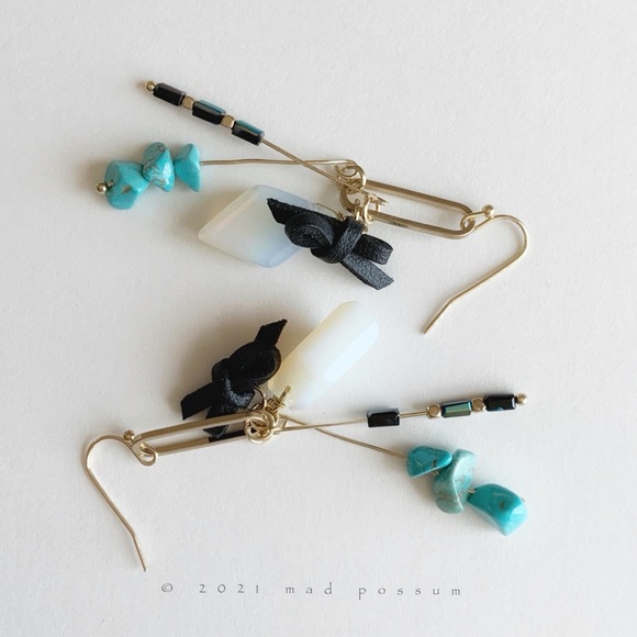 Jewelry - Boho Chic Turquoise Stone Vegan Leather Earrings